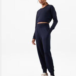 Athleta MP medium petite coaster Luxe High Coaster joggers pants navy blue